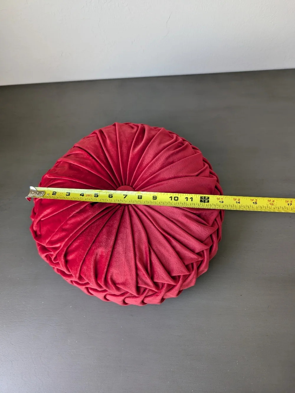 Red Plush Round Velvet Throw Pillow 13